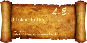 Licker Erika névjegykártya